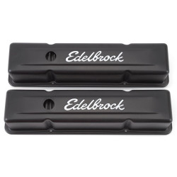 Czarna pokrywa zaworów Edelbrock do Chevrolet Small Block SBC 4643