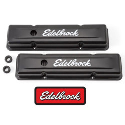 Czarne pokrywy zaworów Edelbrock do  SBC Edelbrock 4643
